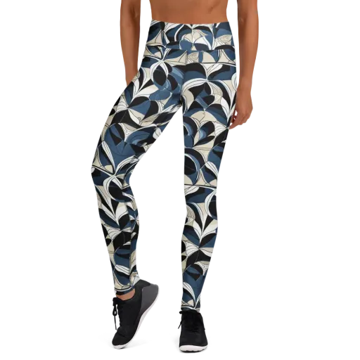 Blue Velvet Bloom on a Yoga Leggings