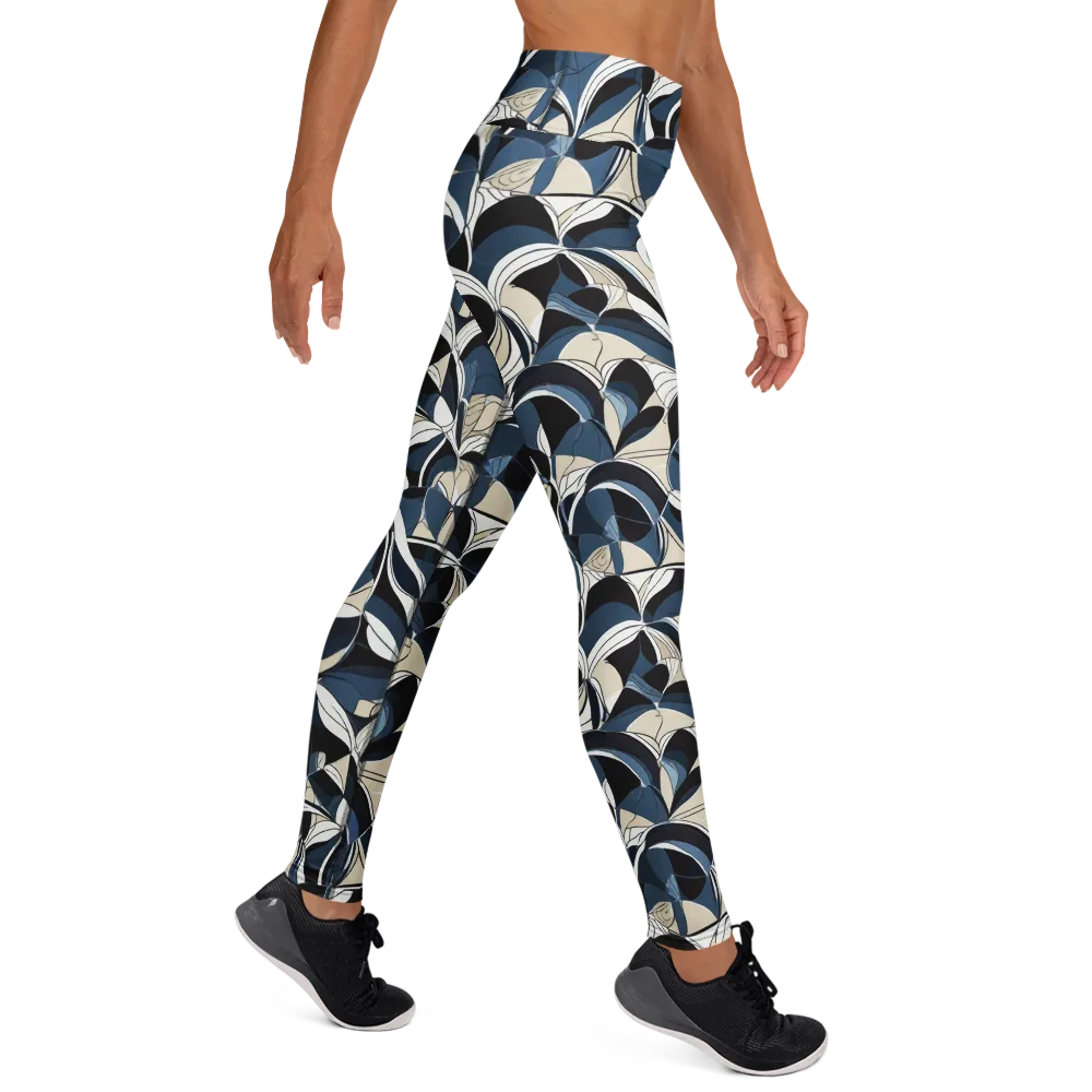 Blue Velvet Bloom on Yoga Leggings — Right