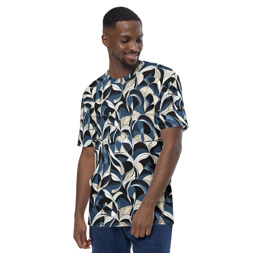Blue Velvet Bloom on Men's Crew Neck T-Shirt — Left