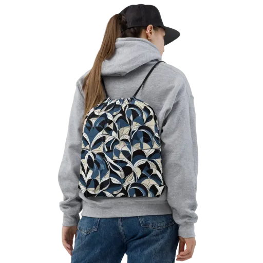 Blue Velvet Bloom on a Drawstring Bag