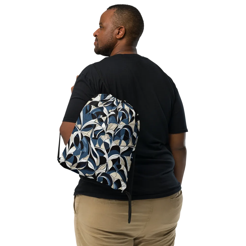 Blue Velvet Bloom on Drawstring Bag — Front