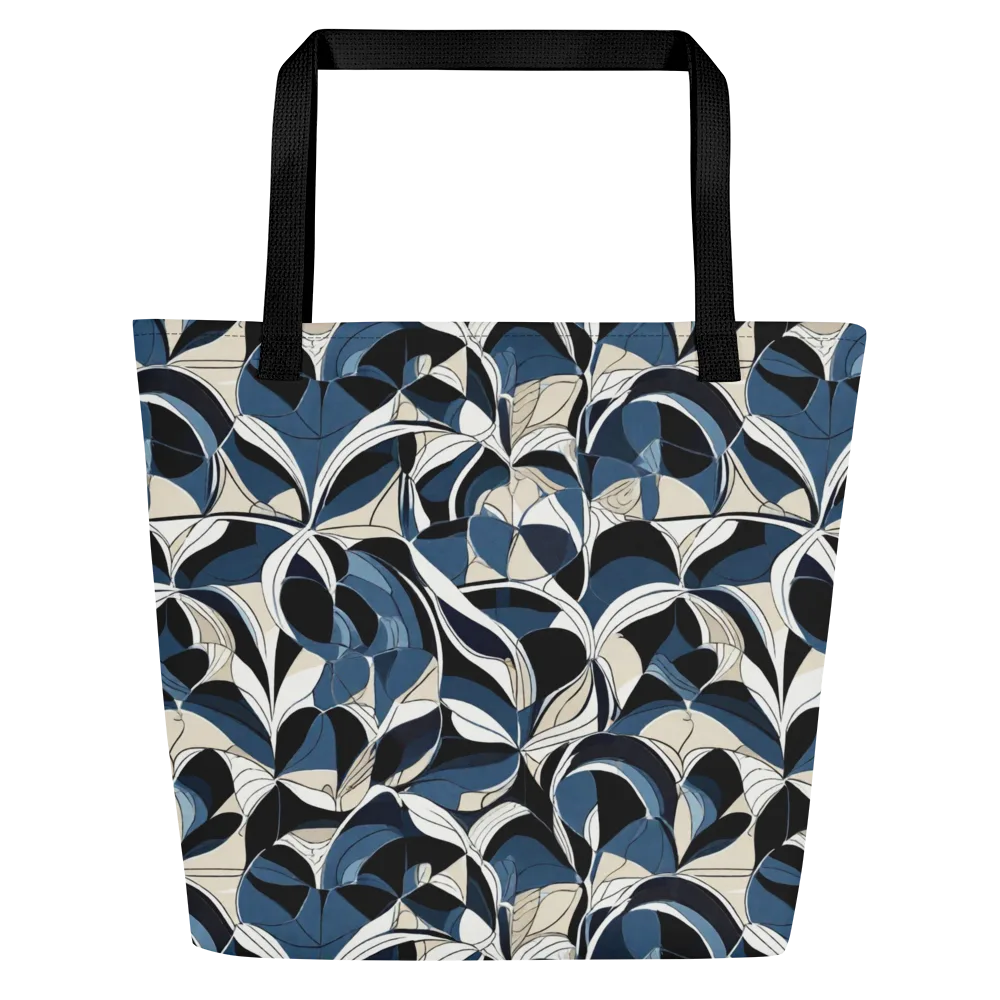 Blue Velvet Bloom on Large Tote Bag W/ Pocket — Front