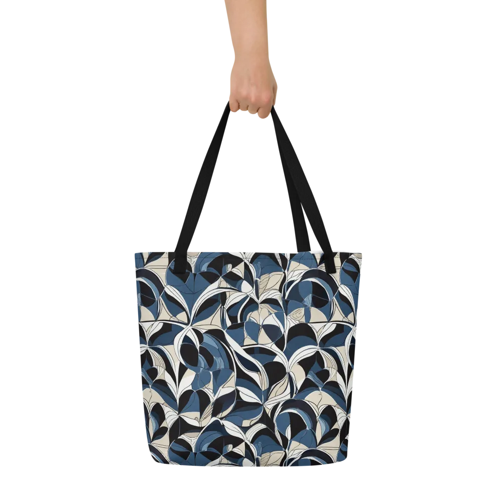 Blue Velvet Bloom on Large Tote Bag W/ Pocket — Front