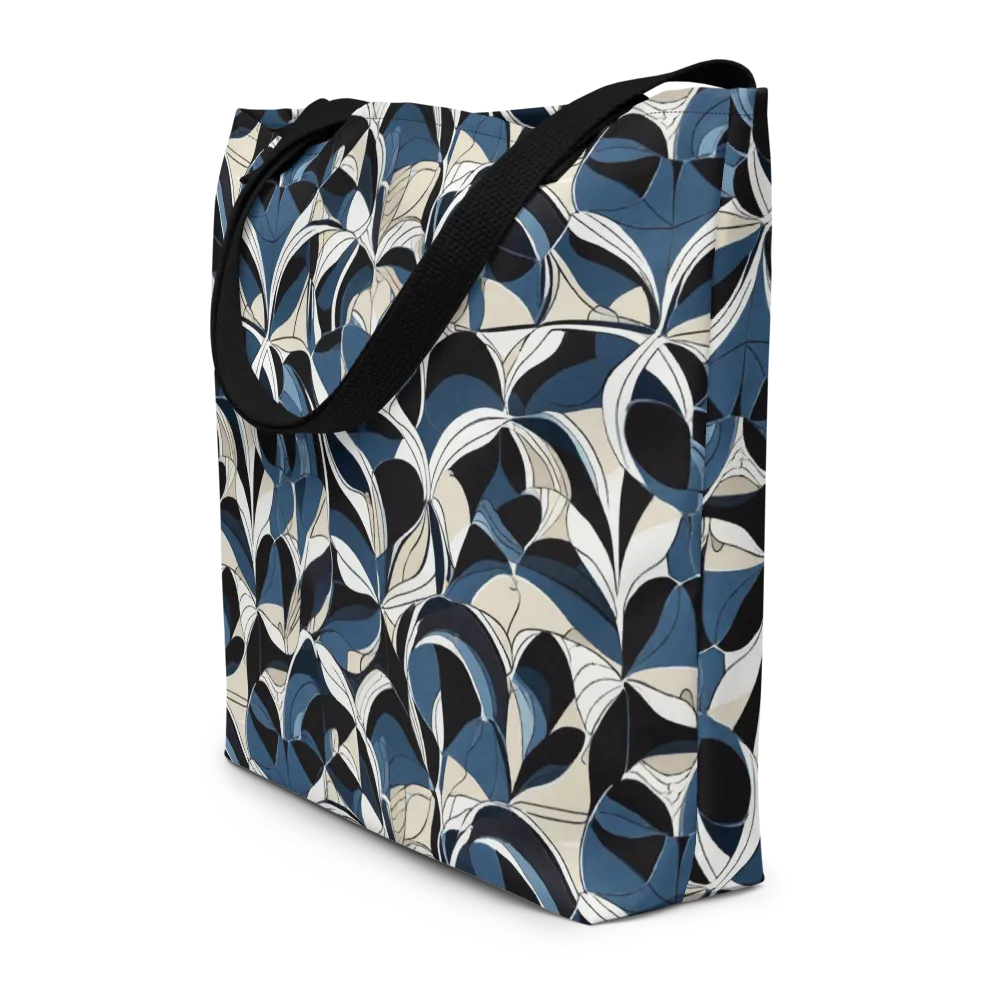 Blue Velvet Bloom on Large Tote Bag W/ Pocket — Front