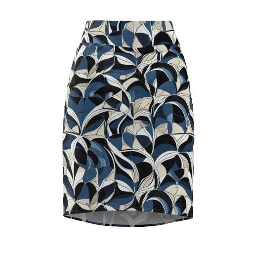 Blue Velvet Bloom on a Pencil Skirt