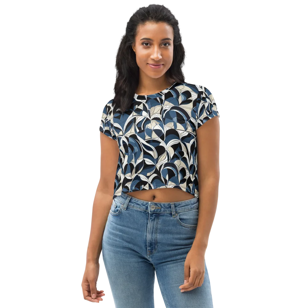Blue Velvet Bloom on Crop Tee — Front
