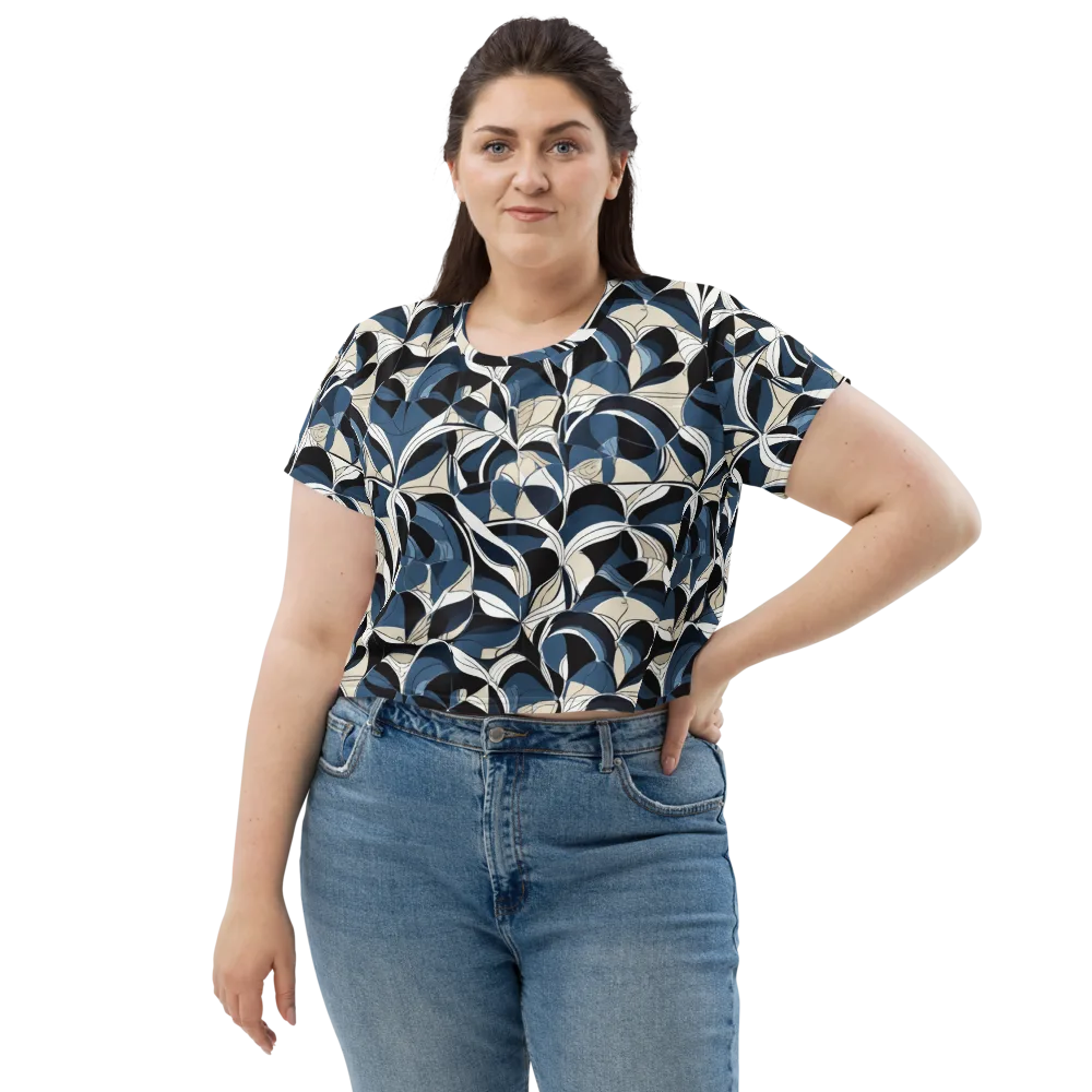 Blue Velvet Bloom on Crop Tee — Front