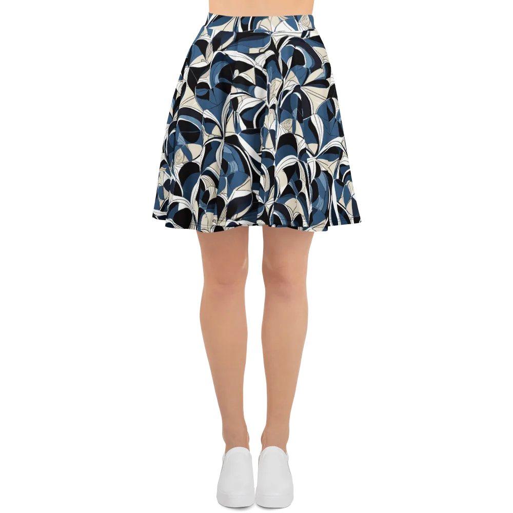 Blue Velvet Bloom on Skater Skirt — Front
