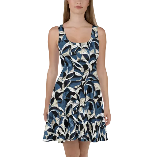 Blue Velvet Bloom on a Skater Dress