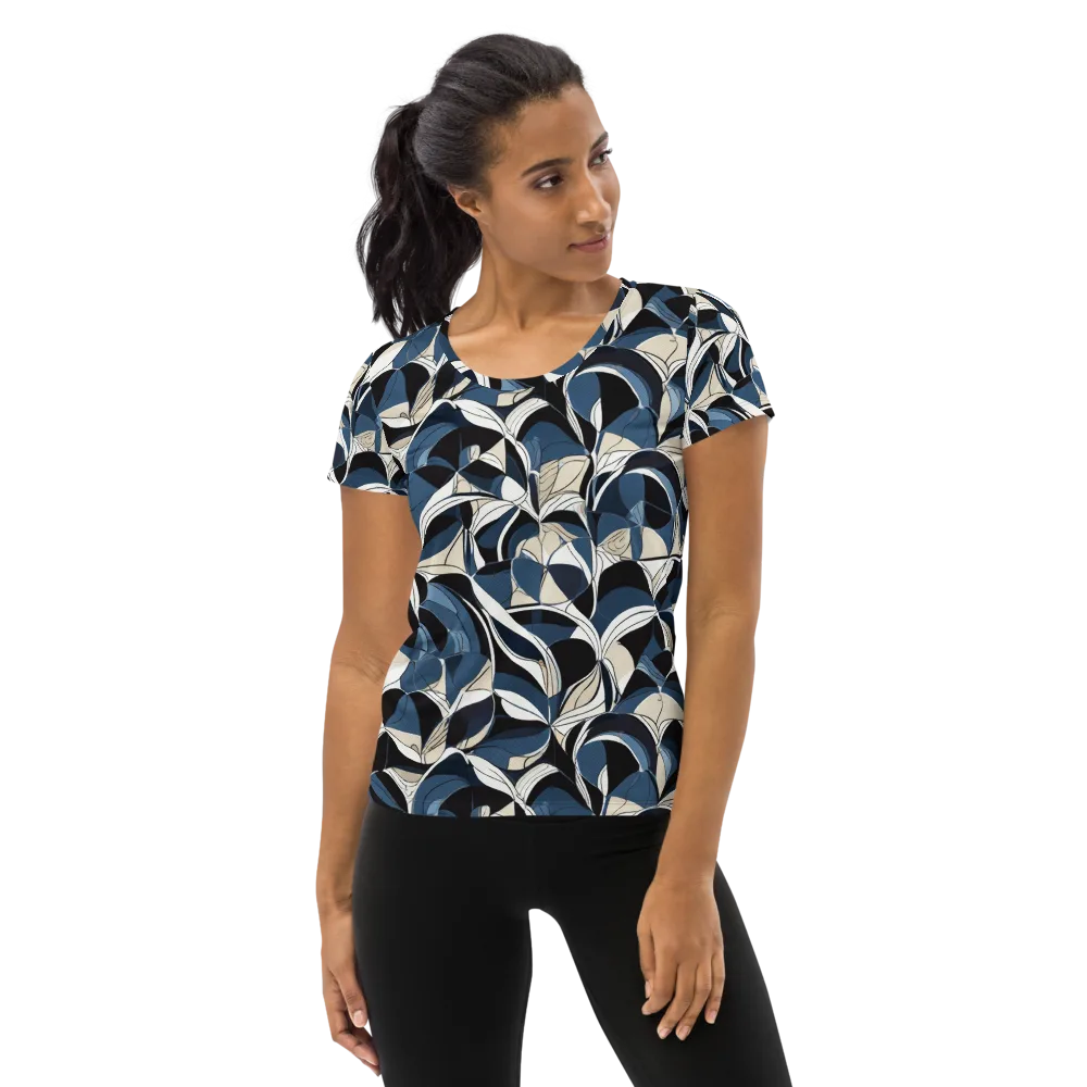 Blue Velvet Bloom on Women's Athletic T-Shirt — Front