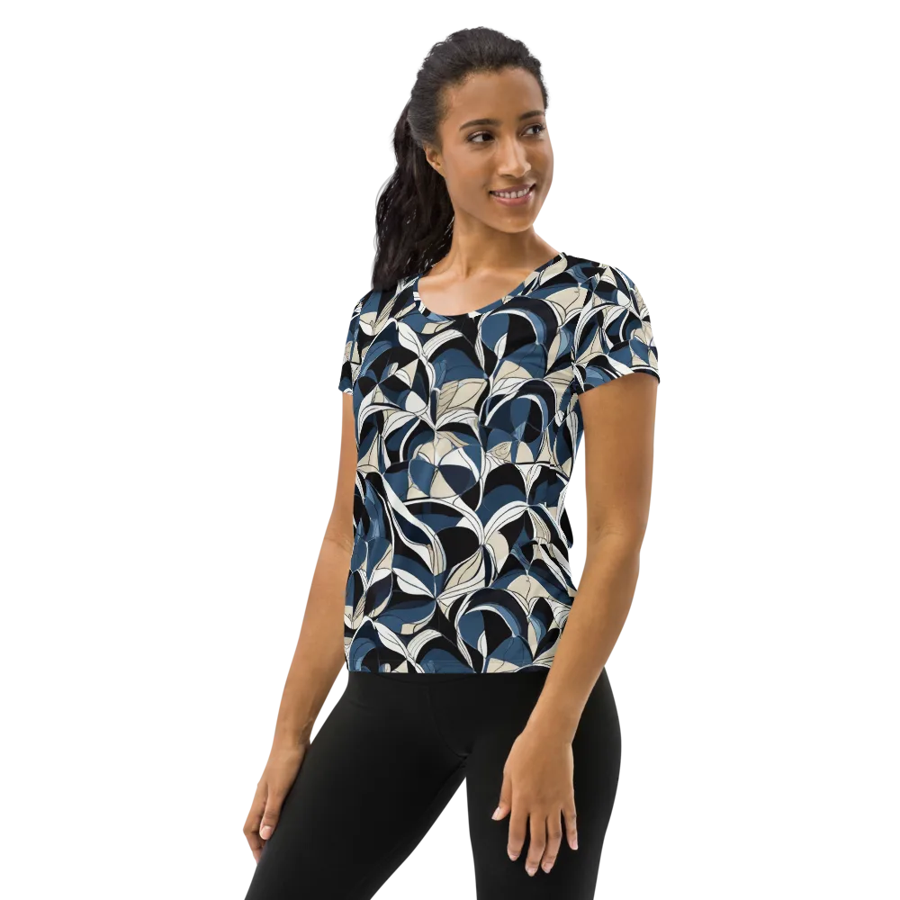 Blue Velvet Bloom on Women's Athletic T-Shirt — Left