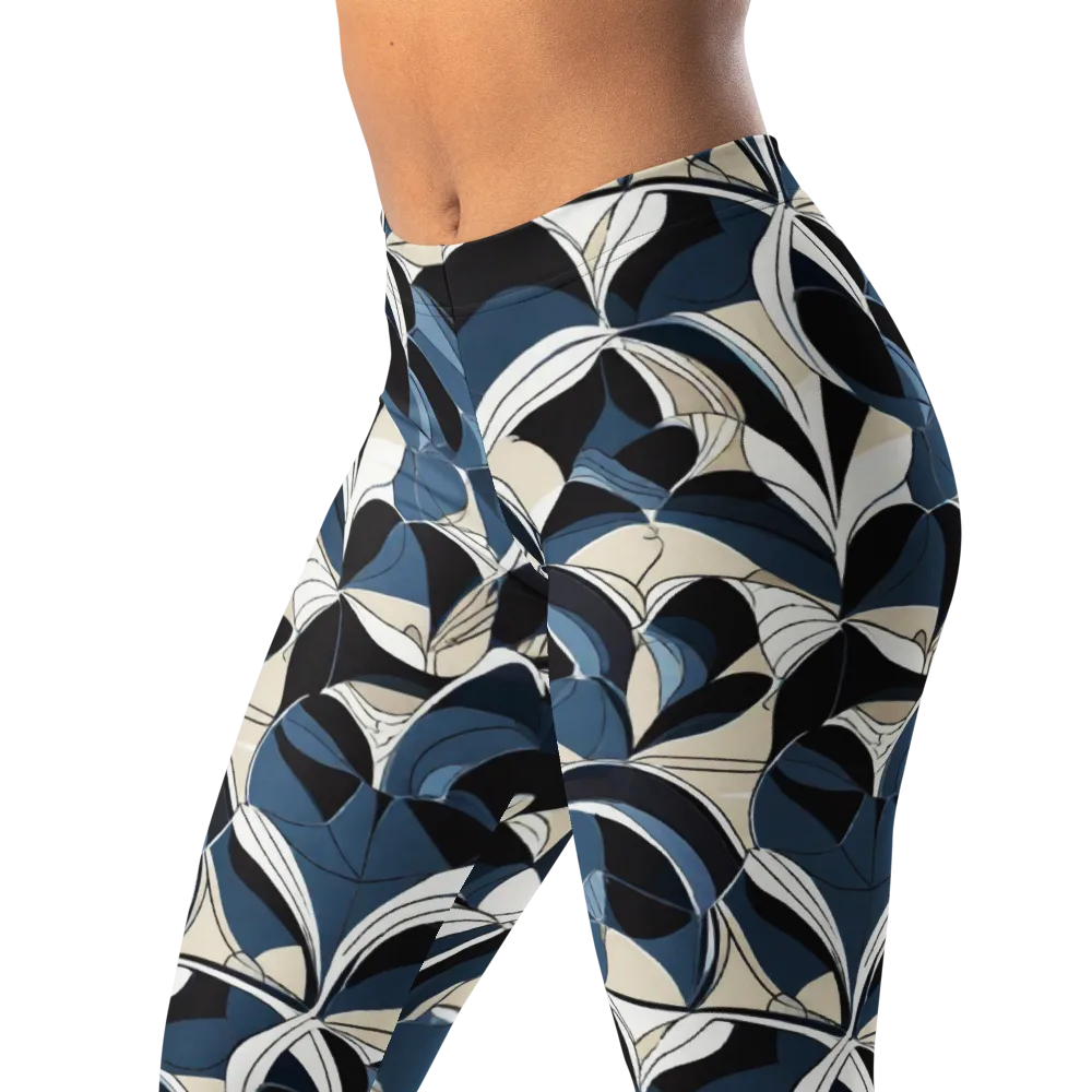 Blue Velvet Bloom on Leggings — Left Front