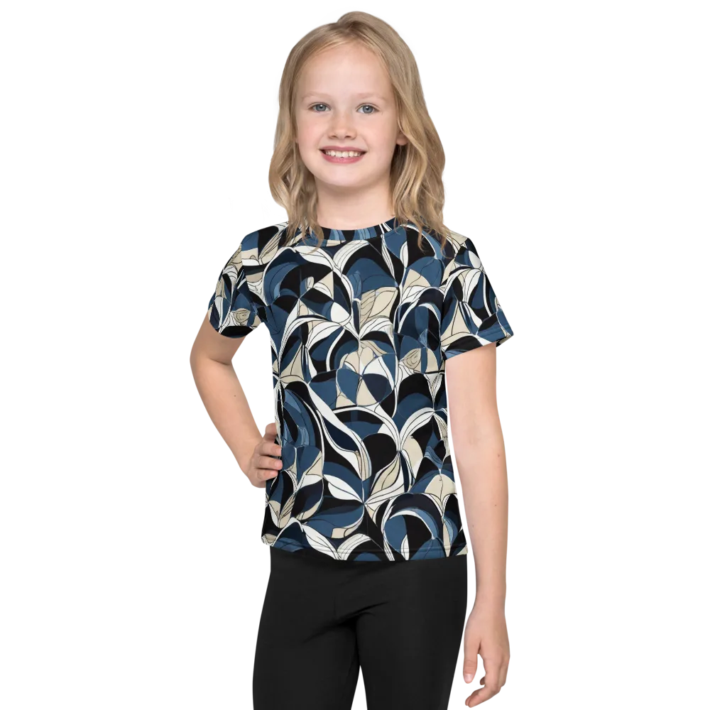 Blue Velvet Bloom on Kids Crew Neck T-Shirt — Front