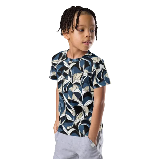 Blue Velvet Bloom on a Kids Crew Neck T-Shirt