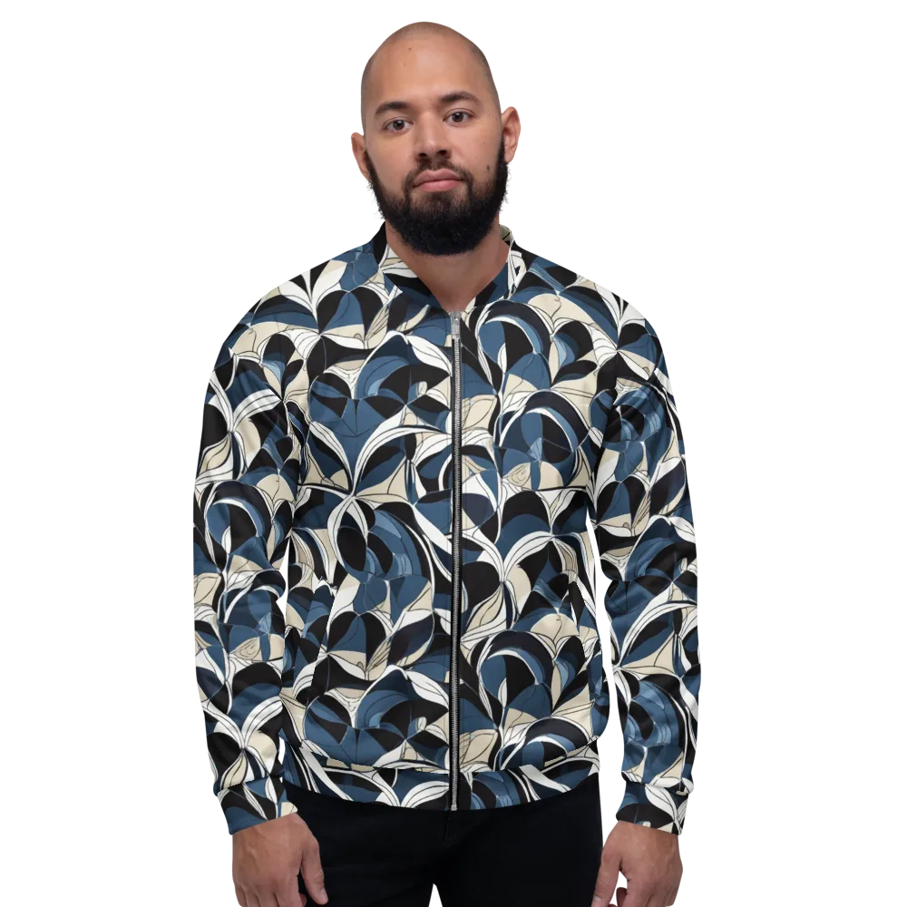 Blue Velvet Bloom on Bomber Jacket — Front