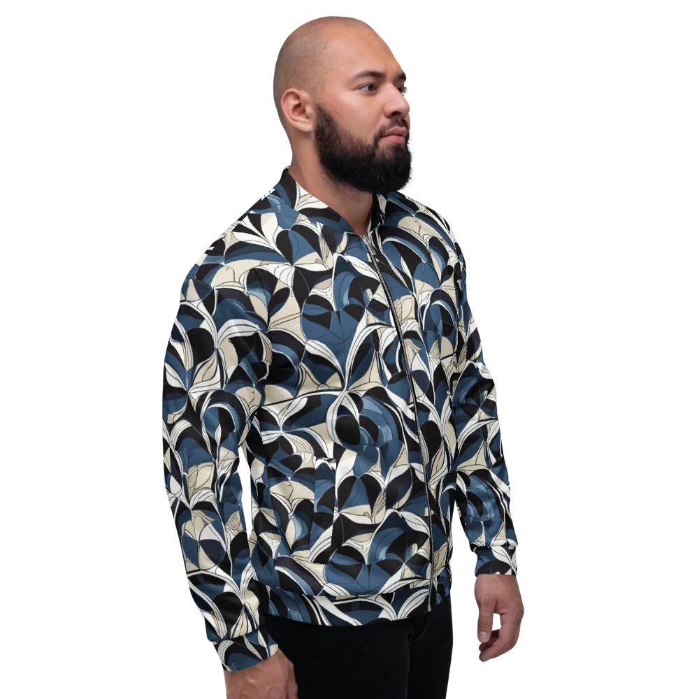 Blue Velvet Bloom on Bomber Jacket — Right