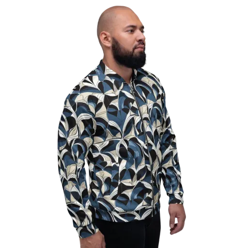 Blue Velvet Bloom on a Bomber Jacket
