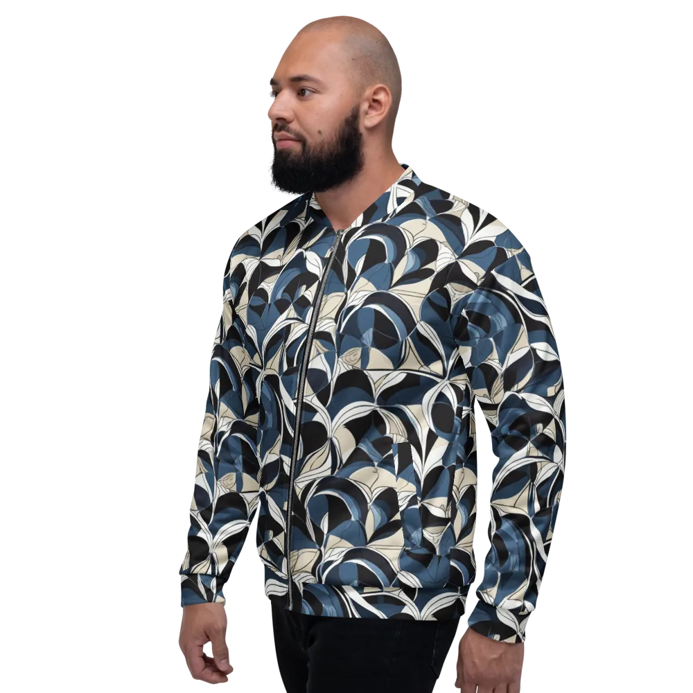 Blue Velvet Bloom on Bomber Jacket — Left