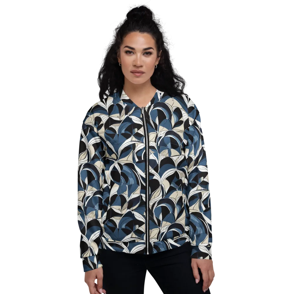 Blue Velvet Bloom on Bomber Jacket — Front