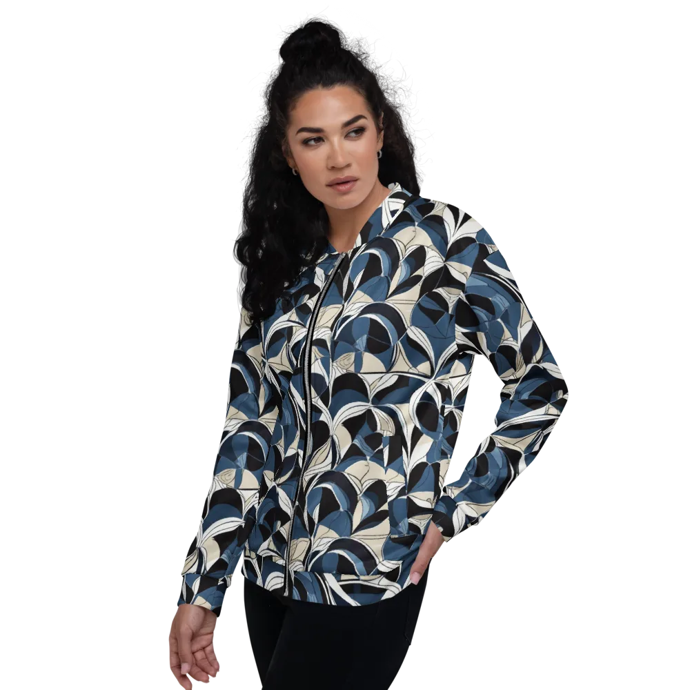 Blue Velvet Bloom on Bomber Jacket — Left