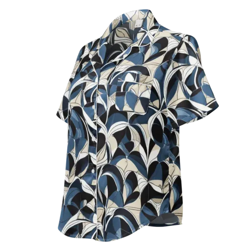 Blue Velvet Bloom on a Women's Short Sleeve Pajama Top