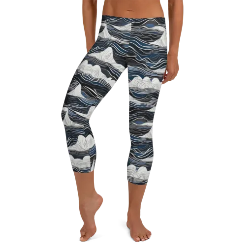 Inkbound Tides on a Capri Leggings