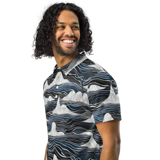Inkbound Tides on a Men's Slim Fit Polo Shirt