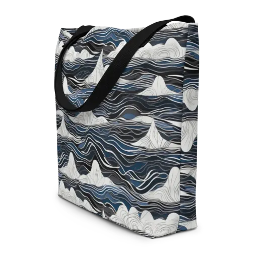 Inkbound Tides on a Large Tote Bag W/ Pocket