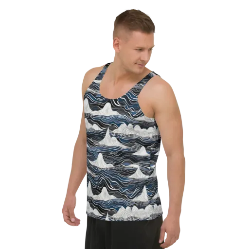 Inkbound Tides on a Men's Tank Top