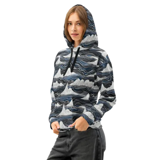 Inkbound Tides on a Cotton Hoodie
