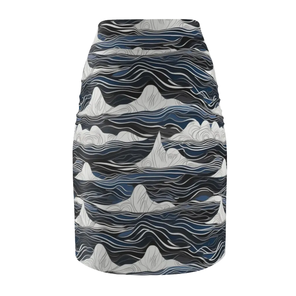 Inkbound Tides on Pencil Skirt — Back