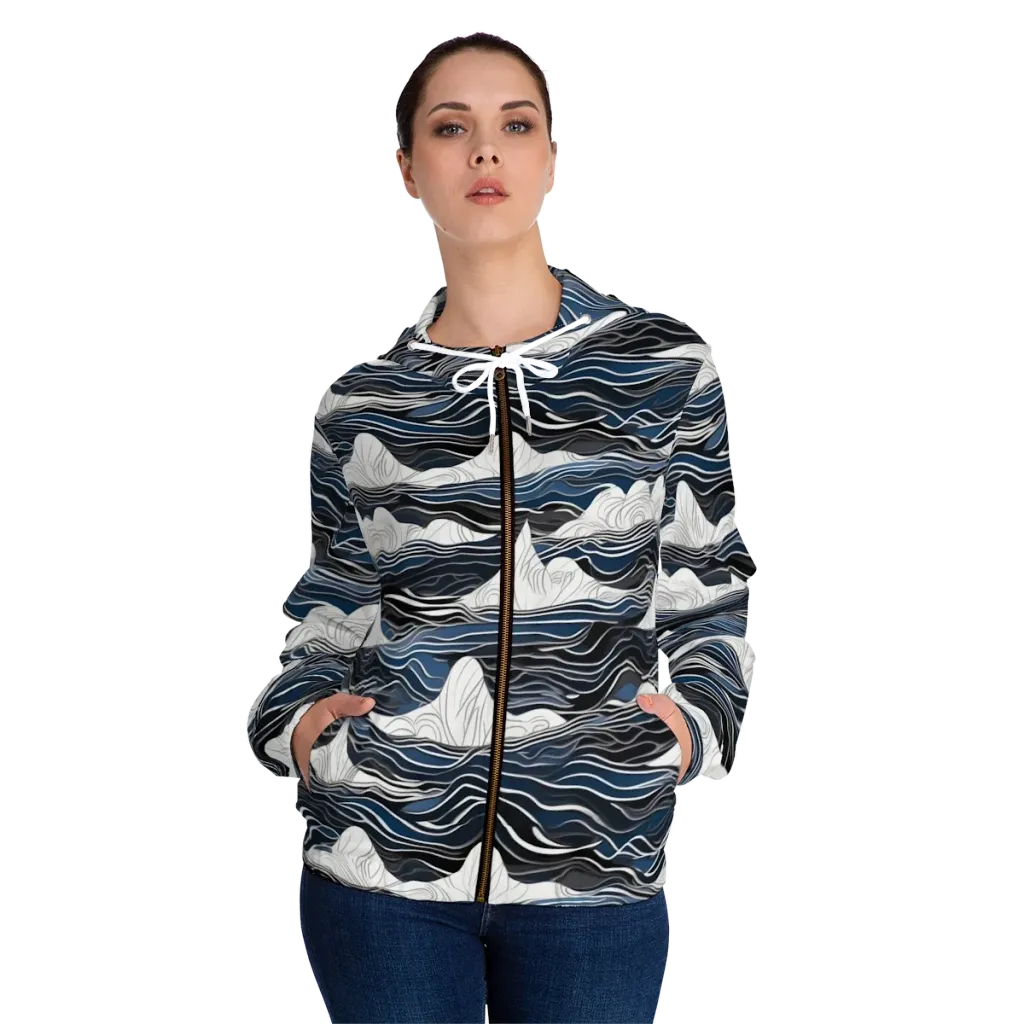 Inkbound Tides on Women's Full-Zip Hoodie — Front On Person