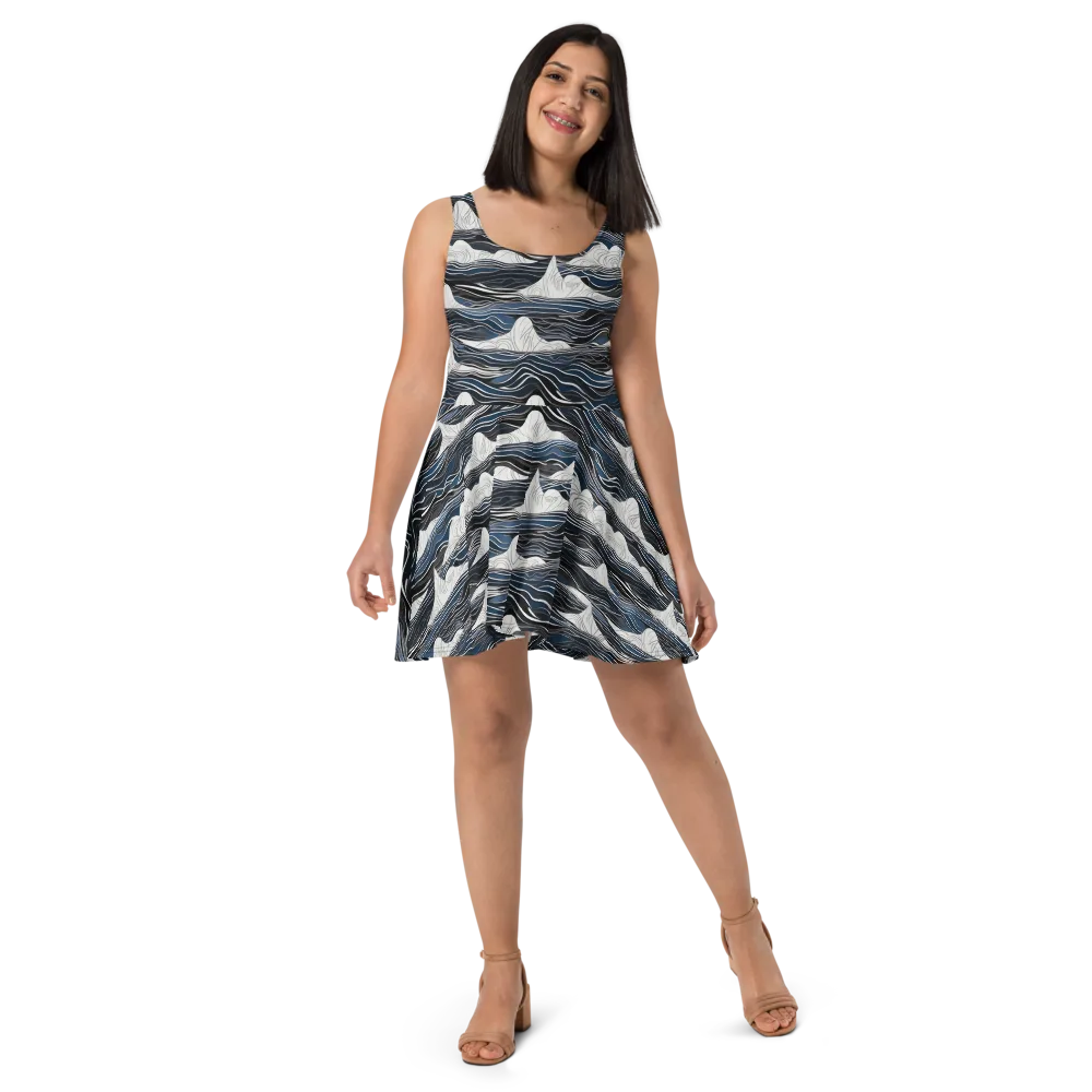 Inkbound Tides on Skater Dress — Front