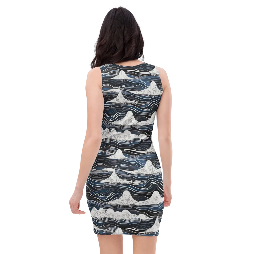 Inkbound Tides on Bodycon Dress — Back