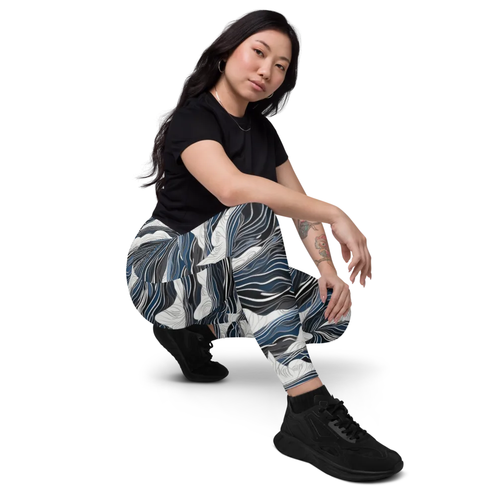 Inkbound Tides on Leggings with Pockets — Right Front