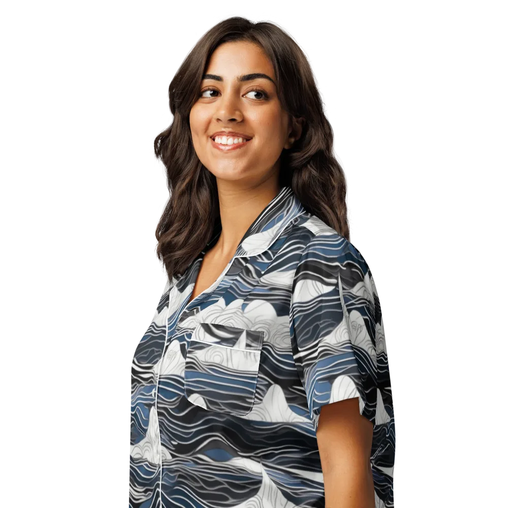 Inkbound Tides on Women's Short Sleeve Pajama Top — Left Front