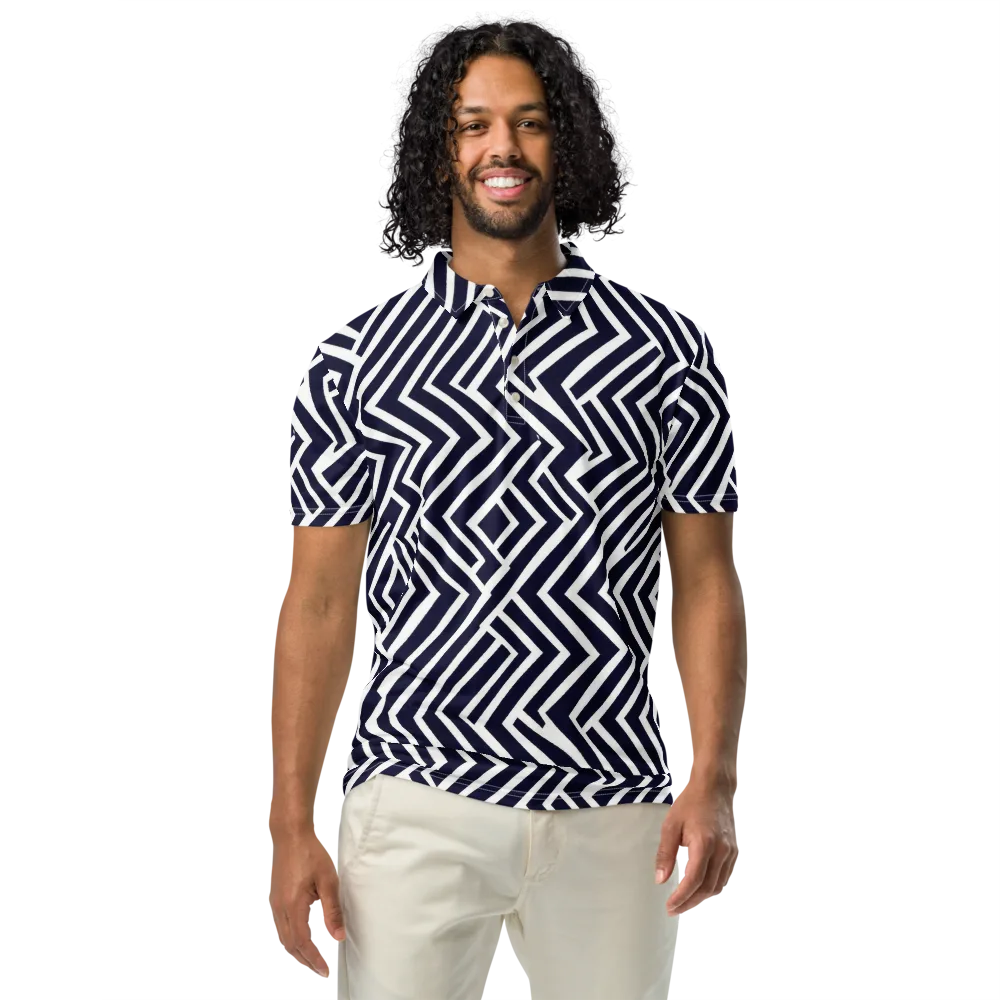 Navy Circuit on Men's Slim Fit Polo Shirt — Front