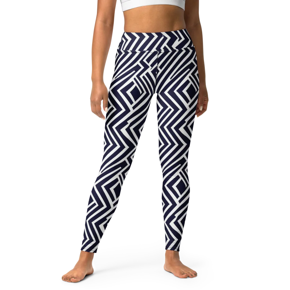 Navy Circuit on Yoga Leggings — Front
