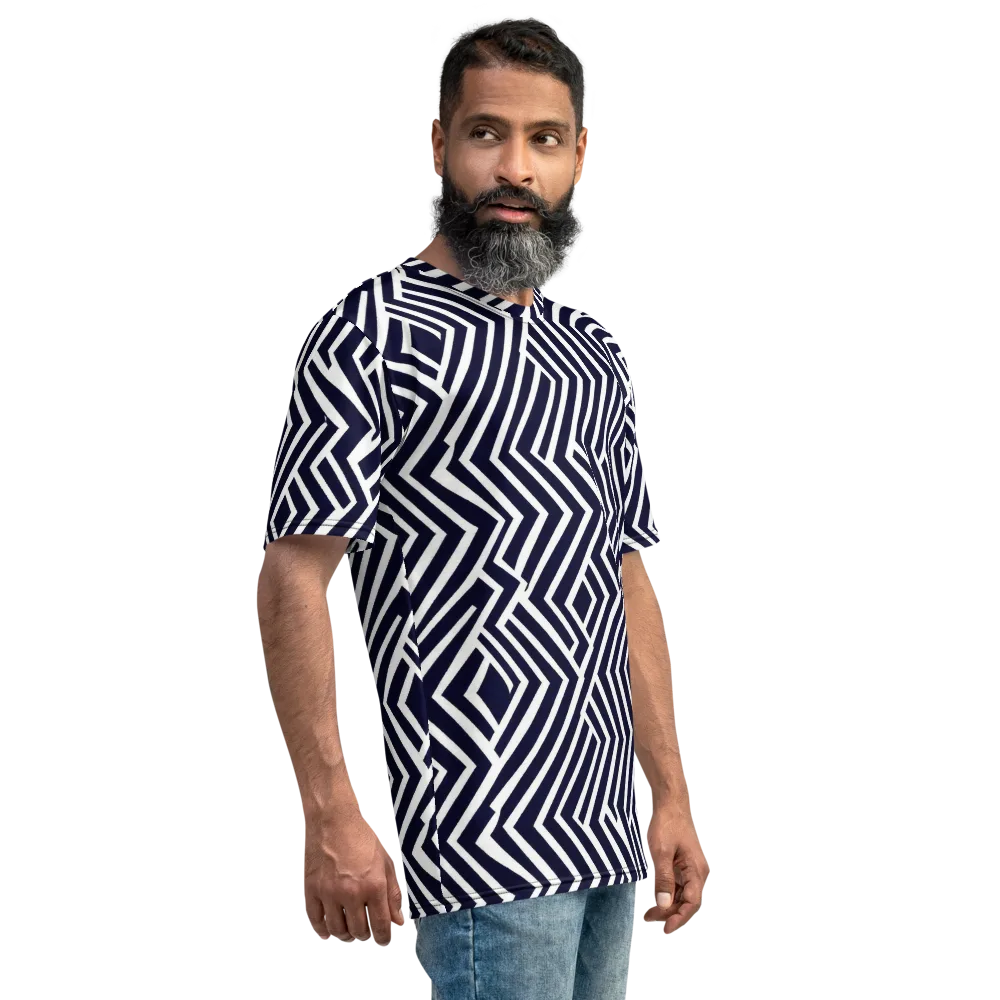 Navy Circuit on Men's Crew Neck T-Shirt — Right