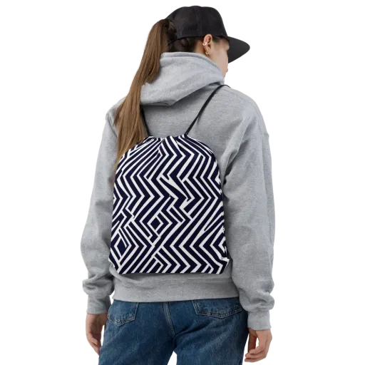Navy Circuit on a Drawstring Bag