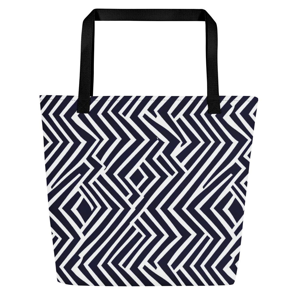 Navy Circuit on Large Tote Bag W/ Pocket — Front