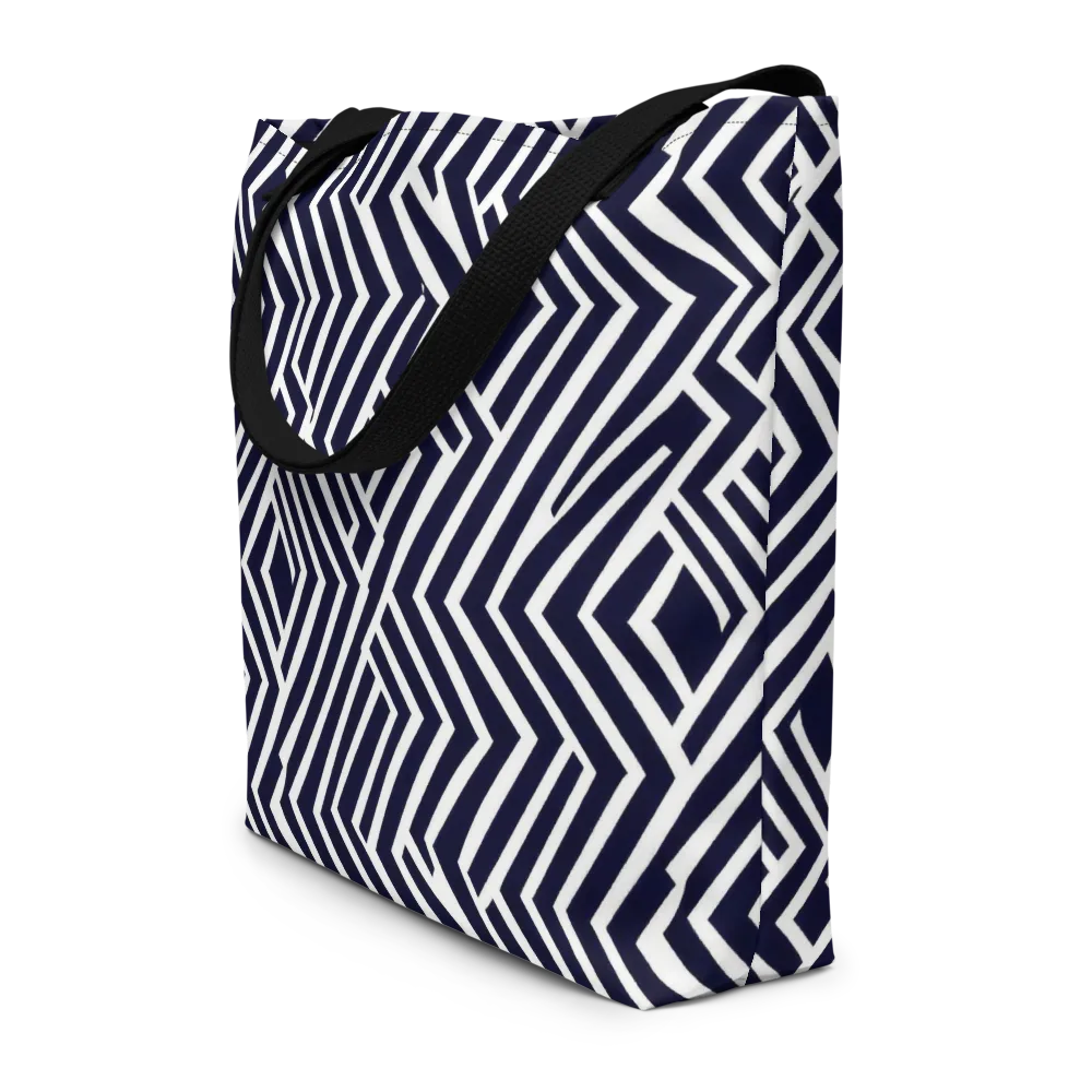 Navy Circuit on Large Tote Bag W/ Pocket — Front