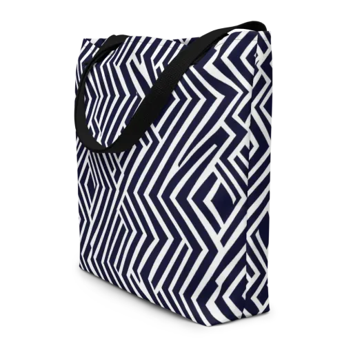 Navy Circuit on a Large Tote Bag W/ Pocket