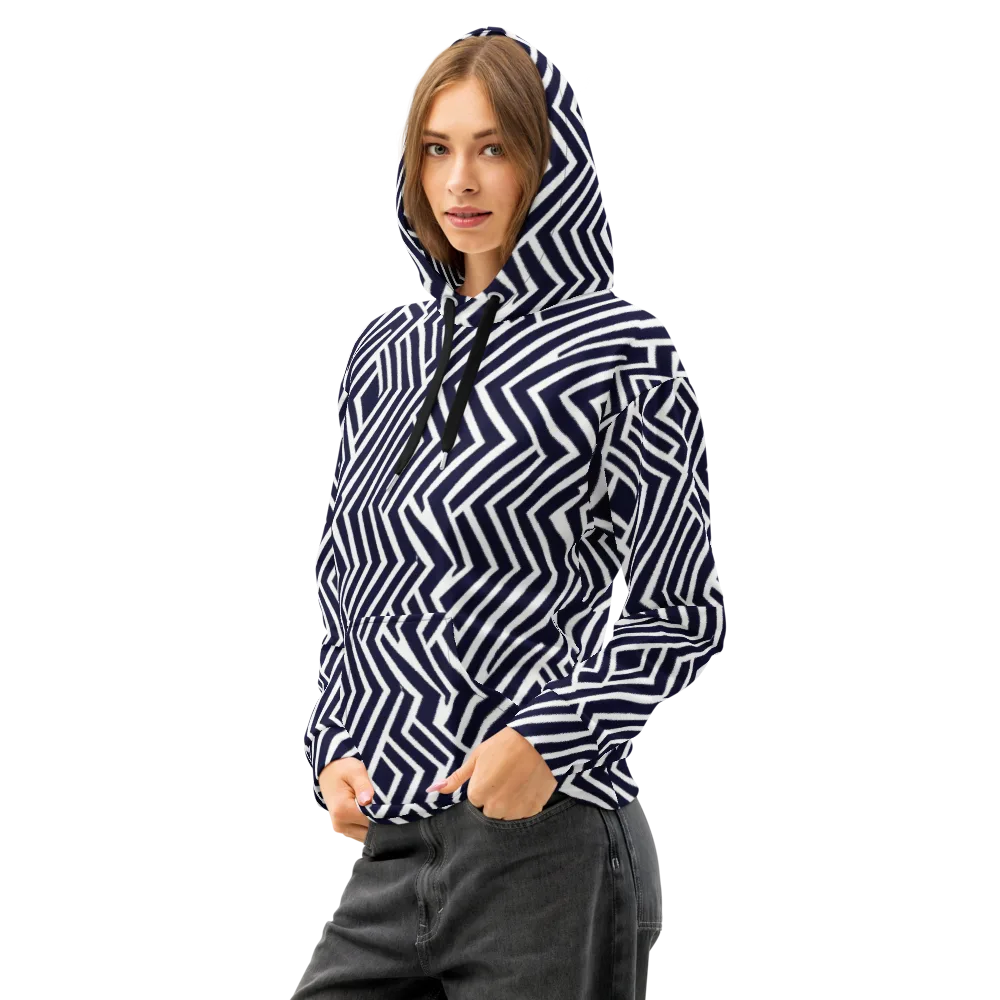 Navy Circuit on Cotton Hoodie — Left Front