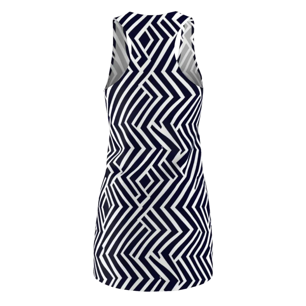 Navy Circuit on Racerback Dress — Back