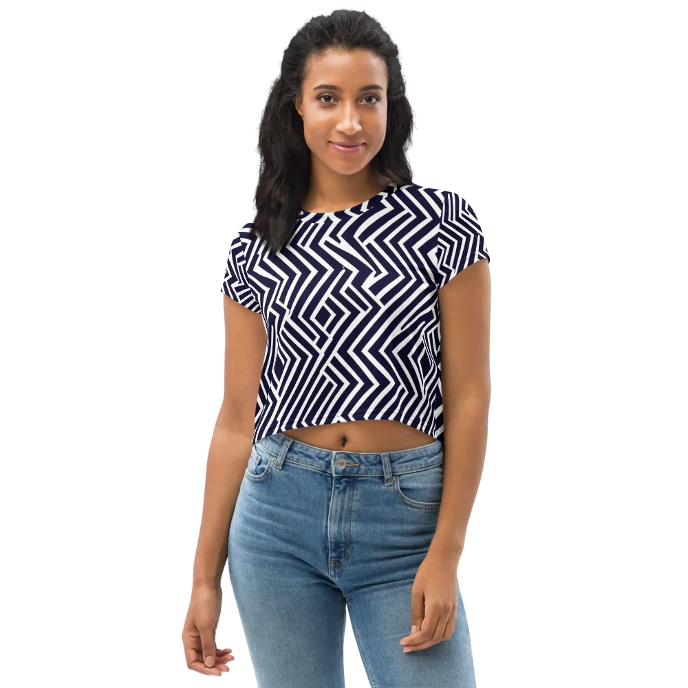 Navy Circuit on Crop Tee — Front