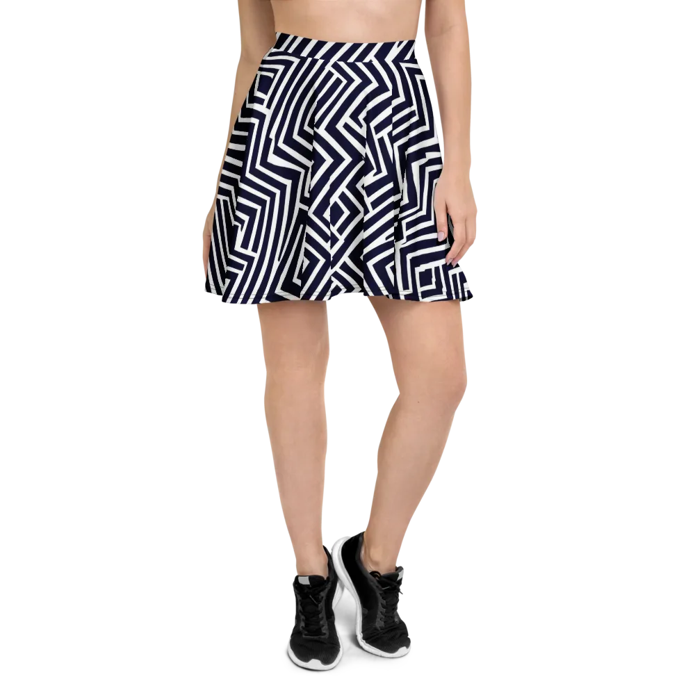Navy Circuit on Skater Skirt — Front