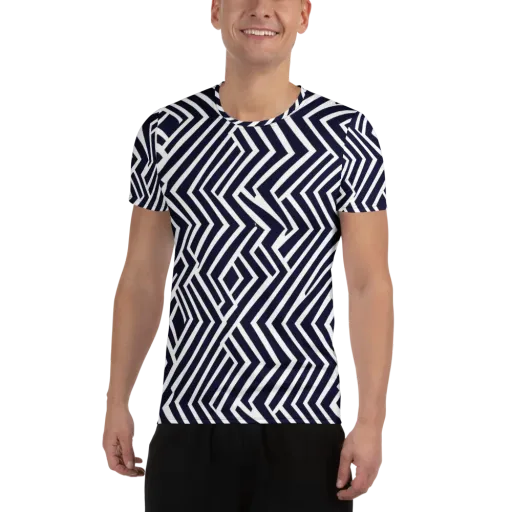 Navy Circuit on a Men's Athletic T-Shirt