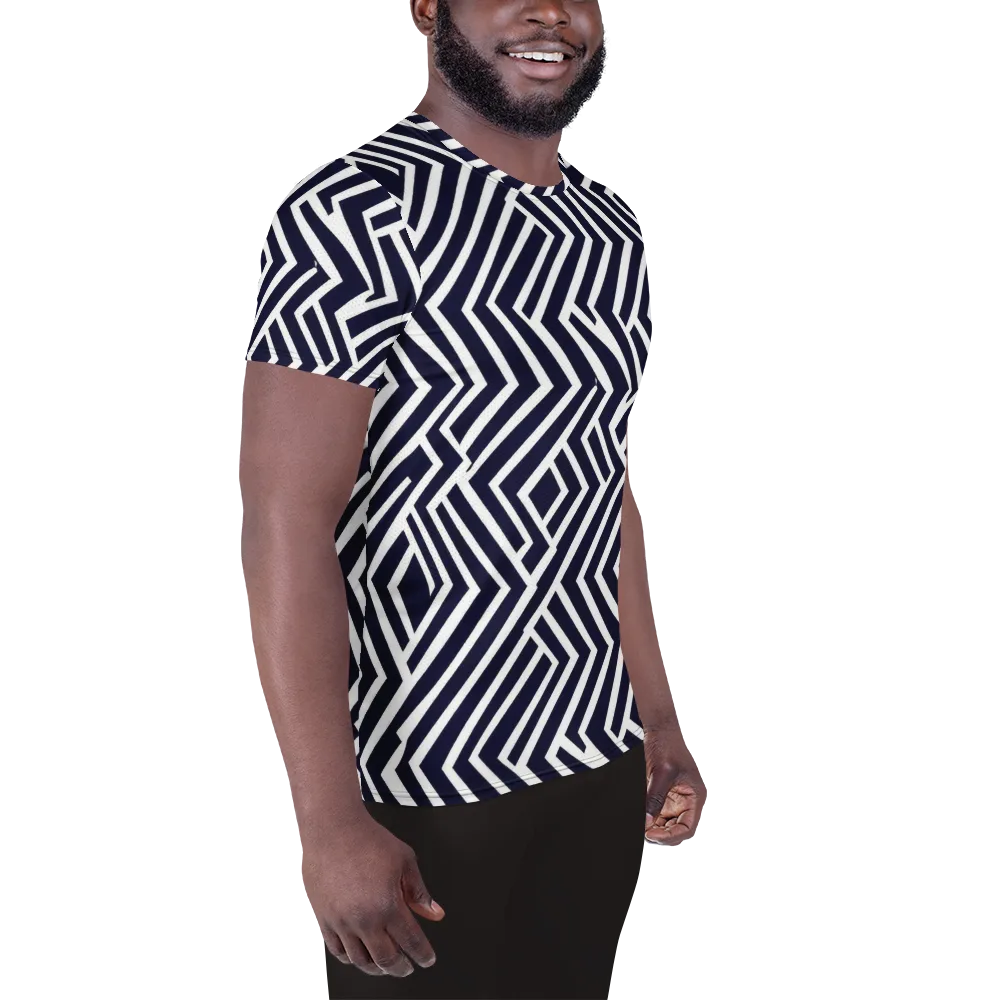 Navy Circuit on Men's Athletic T-Shirt — Right