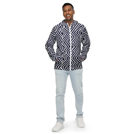 Navy Circuit on a Men's Windbreaker